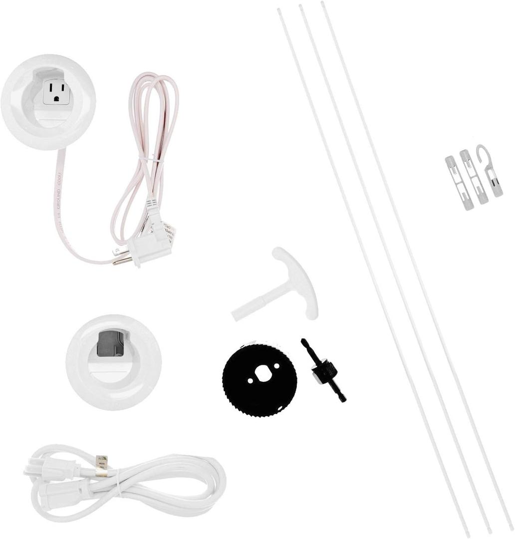 Legrand Wiremold CMK70 In Wall TV Power Grommet Kit, Cable Management Kit, Mounting Brackets, Fish Tape, and Hole Saw Included, White (1 Pair)