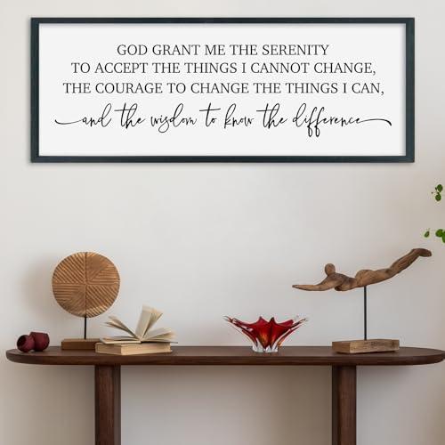 comurdyo Bible Verse Serenity Prayer Sign Wall Decor God Grant Me 32"×12" Large Christian Inspiraional Quotes Religious Plaque for Modern Rustic Family Bedroom Living Room Wall Hanging Decor (Black)