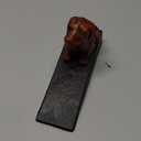 Earl Diamond Heavy Duty Cast Iron Cute Dog Door Stops | Decorative Cute Animal Statue Metal Door Stopper Wedge, with Non-Slip Mat for Home Office Commercial (Black With Red Copper-Dog)