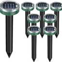 8 Pack Snake Repellent, Mole Repellent Solar Powered Ultrasonic, Gopher Repeller Sonic Mole Deterrent Spikes, Snake Gopher Vole Repellent Outdoor for Lawn Garden & Yard-Green