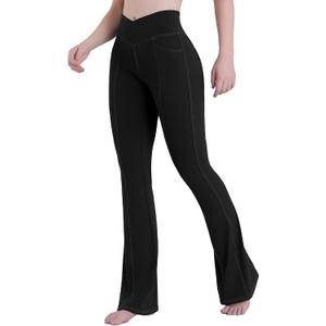 Sunzel Flare Leggings for Women High Waist Workout Leggings with Pockets Tummy Control Wide Leg Flared Yoga Pants (Black, XS)