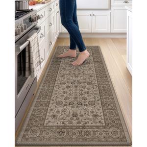 DEXI Kitchen Floor Mats Cushioned Anti Fatigue Runner 23x59 Brown Floral