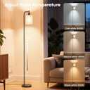 Floor Lamp with Linen Shade, Dimmable Tall Standing Lamp with Remote Control & 3 Color Temperatures, Modern Floor Lamps for Living Room Bedroom Office Corner, 9W LED Bulb Included (Beige)