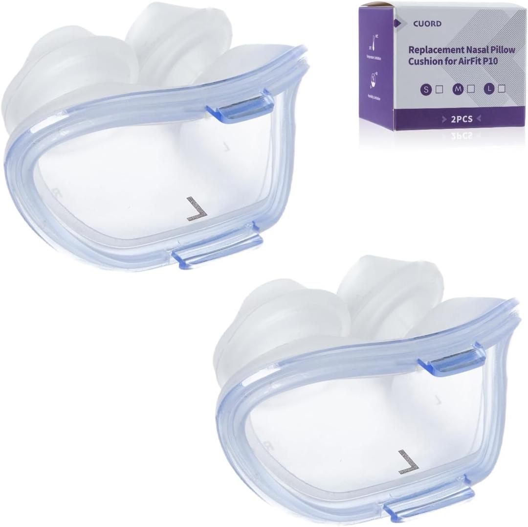 Replacement Nasal Pillow Cushion for ResMed AirFit P10, Compatible with Original Airfit P10 Frame, Reliable Seal & Soft Replacement Silicone CPAP Mask Cushion, 2-Pack, Large