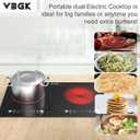 VBGK Electric cooktop,110V 24 inch 2 Burner Electric Cooktop,Built-in and Countertop Stove Top,2200W Stove,9 Power Levels, Kids Lock & Timer,LED touch control,Overheat Protection