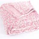 PLEASANT BOULEVARD | Leopard Throw Blanket Fleece, Premium Lightweight Cozy Warm Plush Microfiber Pink Blanket for Couch Sofa and Bed (Pink, King (108 x 90 inches))
