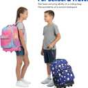 J World Sunrise Kids Rolling Backpack for Girls Boys. Roller Bookbag With Wheels For School, Night Bloom, 18"