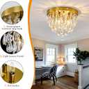 YYJLX Crystal Flush Mount Ceiling Light Modern Crystal Chandelier Gold 4-Light Fixture for Hallway Bedroom Entryway Bathroom Closet