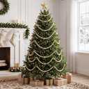 Ceenna 8 Pack 9 ft Rustic Christmas Wood Bead Garland for Xmas Tree Mantel Fireplace Stairs Coffee Table Decor Farmhouse Wooden Beads for Holiday Christmas Home Indoor Decor, Total 72 ft(Natural)