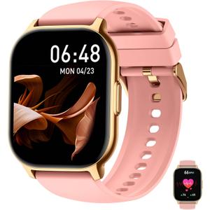 Zreal Smart Watch for Women with Bluetooth Calls & Text, 2.1" HD Large Screen Health & Fitness Tracker for Android & iPhone, Heart Rate & Sleep Monitor, 7-Day Battery, IP68 Waterproof Activity Watch (Pink)