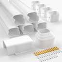 GISSVOGEEK 4"" 7.5Ft Mini Split Line Set Cover Kit, PVC Decorative Line Set Cover for Mini Split Air Conditioners, Central AC and Heat Pumps