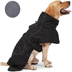 Amazon.com : Raincoat - Waterproof Winter Jacket for Dogs, Windproof Coat With Velvet Inner and Reflective Strip, Black L : Pet Supplies