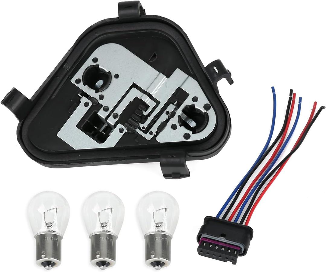 63217313044 Passenger Side Right Rear Bulb Socket Panel & Plug Connector & Three Bulbs Compatible with BMW 3-Series 320i 328i 335i 328d 2012 2013 2014 2015 Rear Light Lamp Repair Board Kit