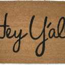 tag 17.5" X 30" Hey Y'all Southern Coir Doormat Farmhouse Welcome Entryway Cute Fun Front Door Indoor Outdoor Doorway Door Mat Western Porch Decor Decoration 1'6X2'6" Brown