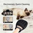 VINGER Pet Hair Removal Glove for Cats & Dogs, Electrostatic Pet Hair Gloves with Adjustable Wristband, Five-Finger Magic Brush Remover Tool for Laundry, Carpet, Couch, Car Seats & Clothing (Black)