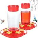 2 Pack Plastic Hummingbird Feeders, 20oz Wide Mouth Easy Clean, Ant Moat, Bee Proof and Leak-Proof, 6 Ports Easy Fill, Perfect for Outdoors, Trees, Decks