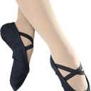 Danzcue Adult Split Sole Canvas Ballet Slipper (Black)