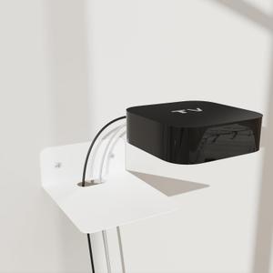 PzewMo Floating Metal Wall Mount Shelf,Shelf for Projector,TV Cable Box,Router,Speaker,Sound Bar,Camera,Gaming,Decor Display (White, 5.5" x 4.7")