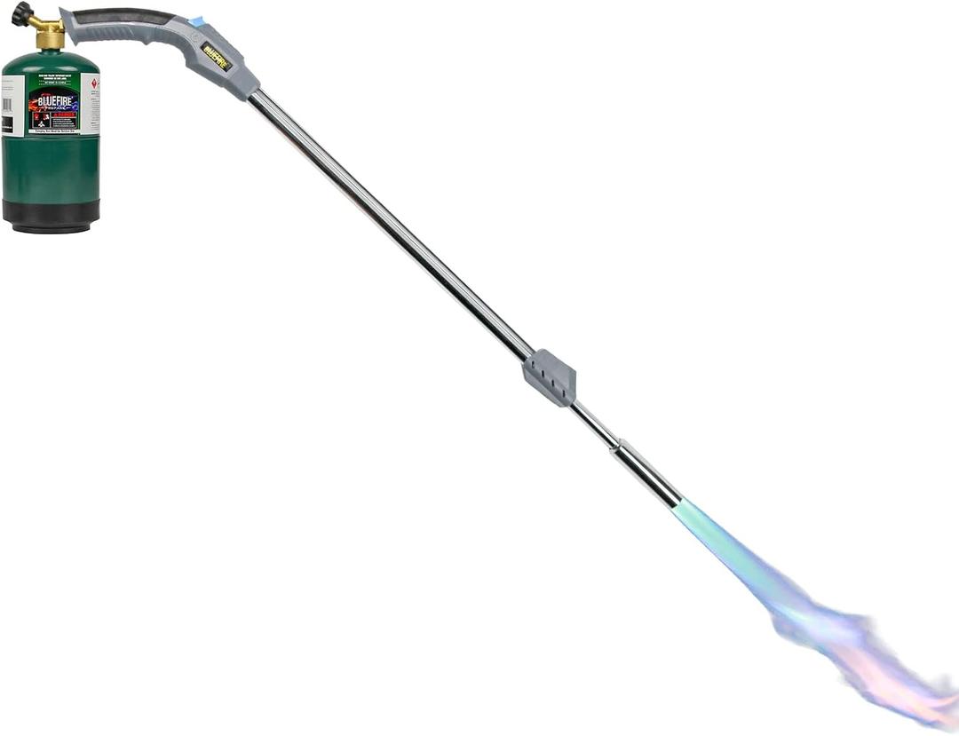 BLUEFIRE 38" Long Propane Weed Torch 50K BTU Trigger Start Self Ignition on Handle Heavy-Duty Portable Weeds Burning Garden Blowtorch Snow Melting Roof Road Repairing Campfire Starter
