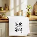 Dog Lover Towels Gifts for Women, Funny Life is Better with a Dog Towels for Kitchen Bathroom Decor (16x24 inches)