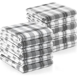 Utopia Towels Grey & White Dish Towels [12 Pack - 15 x 25 Inches] 100% Ring Spun Cotton Highly Absorbent & Reusable Cleaning Bar, Tea, Kitchen and Dishcloths Set - 200 GSM