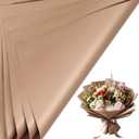 LeZakaa 20 Sheets Flower Wrapping Paper - Waterproof Reversible Floral Bouquet Paper - Brown Design for Valentine's Day, Mother's Day, Parties, Birthdays, Weddings, Baby Shower