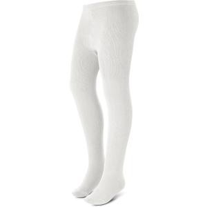 Basic Girls Tights | Comfy Soft Flat Tights Made from Breathable Cotton | Great for Uniform or Everyday (12, White)
