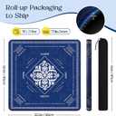 KJGNHQA Blue Mahjong Mat with Rules for Table,Roll No Creases 32.5"x32.5"