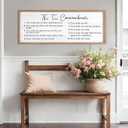 The Ten Commandments Rustic Bible Verse Framed Wall Art, 40''×15'' Positive Religious Christian Saying Sign for God Jesus Christ Prayer, Vintage Horizontal Holy Inspirational Catholic Scripture Decor