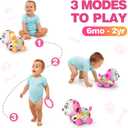 3-in-1 Musical Puppy Toys for 1 Year Old Girl Gift, Educational Baby Toy 6-12-18 Month, 1st Birthday Gift for 1 Year Old Girl Boy, First Bilingual Present for 7 8 9 10 Month Infant (Pink), Small