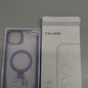 Magnetic Case for iPhone 14 Plus - [Built-in Invisible Stand] [Compatible with MagSafe] [Military Grade Drop Protection] Anti-Yellowing Hard Back Silicone Edge Cover, 6.7", Clear Purple