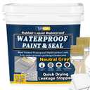 Rubber Liquid Waterproof Sealant, TUFINEIN 11 LB/5 KG Neutral Gray Quick Drying Multi Surface Foundation Leak Repair - Roof Gutters Basement Sealer Waterproof - Indoor & Outdoor Flexible Rubber Paint