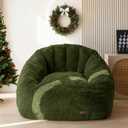 MAXYOYO Giant Bean Bag Chair, Oversized Bean Bag Couch for Adults and Kids, Faux Fur Shell-Shaped Large Chair with Filler, Stuffed Big Accent Sofa Floor Sofa for Gaming, Reading, Green