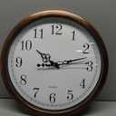 Bernhard Products Large Wall Clock 16 Inch Silent Non Ticking Movement Quartz Battery Operated Round Easy to Read Decorative Classic Brown Home/Kitchen/Office/Classroom/School Clocks, Black Numbers