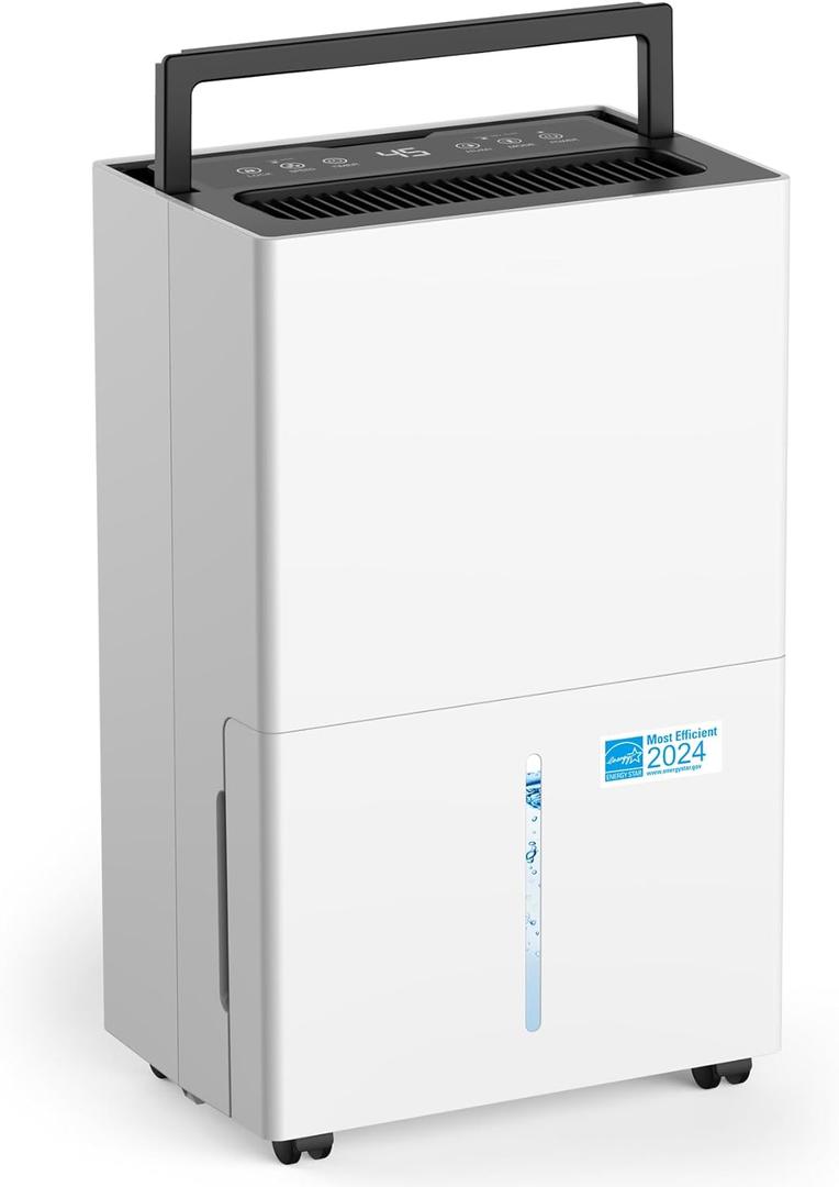 4500 Sq ft Dehumidifier for Home Basement, with Energy Star Cetificated 50 Pints Dehumidifier Drain Hose & Water Tank, Intelligent Humidity Control, Auto Defrost, for Bathroom Large Room