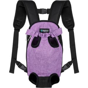 PetAmi Dog Carrier Backpack, Adjustable Dog Pet Cat Front Carrier Backpack | Ventilated Dog Chest Carrier for Hiking Camping Travel, Sling Bag for Small Medium Dog Cat Puppies, Small, 5-9 lbs, Purple