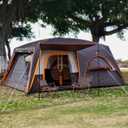 KTT Extra Large Tent 12 Person,Family Cabin Tents,2 Bay-Windows,2 Rooms and 3 Doors 3 Windows with Mesh,Waterproof,Straight Wall,Double Layer,Big Tent for Outdoor,Picnic,Camping
