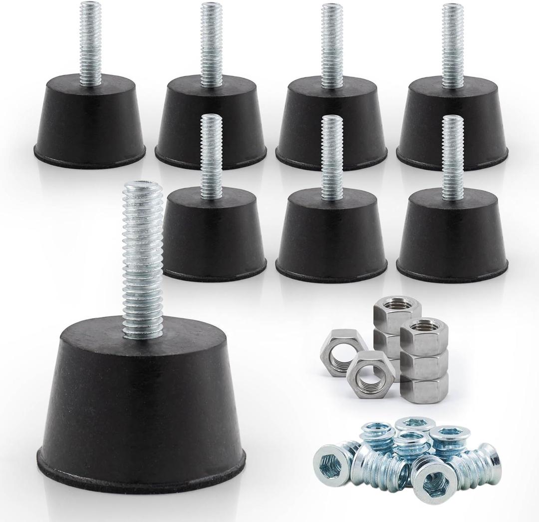 NEWBYTEK Adjustable 1/4" Rubber Threaded Furniture Levelers - 8 Pack | Screw-in Table Chair Feet Glides for Chairs, Tables, Cabinets, Patio Furniture NEWBYTEK Adjustable 1/4" Rubber Threaded Furniture Levelers - 8 Pack | Screw-in Table Chair Feet Glides for Chairs, Tables, Cabinets, Patio Furniture