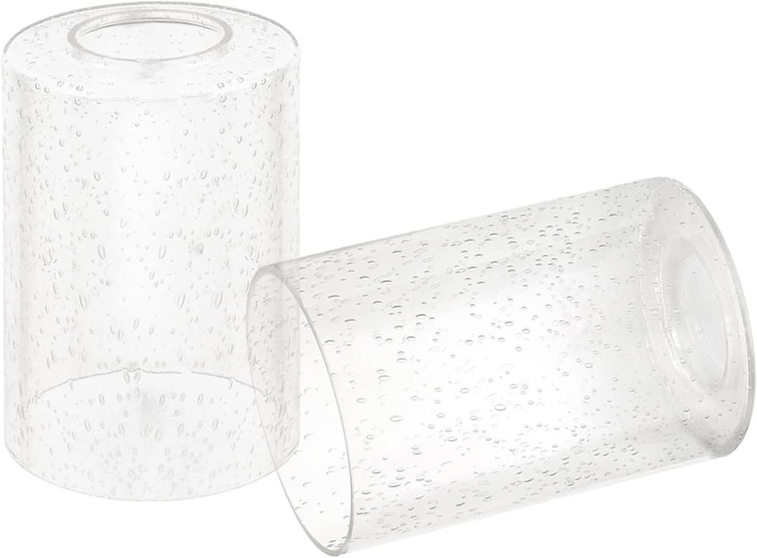 Clear Seeded Glass Cylinder Lamp Shade 2 Pack, Lighting Fixture Replacement Globe Cover for Chandelier Pendant Light Wall Sconce, 1 5/8 inch Fitter