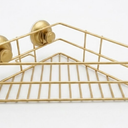 Splash Home Corner Basket with Suction Cups, Gold ( 3.3"H x  8.6"W x 10"L)