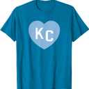 KC Heart 2-Letter KC (Kansas City) Love Powder Blue T-Shirt Medium
