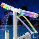 POOLHOUR Pool Fountain with 10 Colors Rainbow Lights for Above Ground/Inground Pools, Dual-Head Adjustable Pool Waterfall & Pool Sprinkler with Timer, 5000mAh Battery, Remote-Controlled