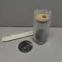 Pandaloo Glass Cups With Lids and Straws -20 Fl Oz- Perfect Size Iced Coffee Cup - Smoothie Cup With Bamboo Lid and On the go Lid - Glass Tumbler With Straw (1 Count (Pack of 1), Black Saphir)