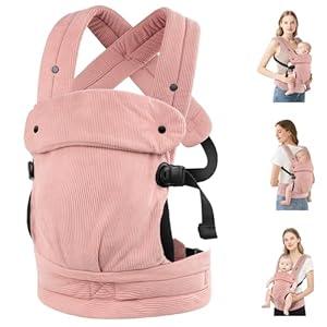 Baby Carrier Newborn to Toddler- Ergonomic, Cozy and Lightweight Infant Carrier for 7-40lbs, 3 Carry Positions Newborn Carrier, Pink