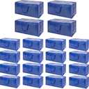 Blue Moving Bags - 20 Pack Extra Large Heavy Duty Storage Bags With Zipper & Reinforce Handles | 29x14x13 Inch Moving Tote Bags Bulk For Clothing, Shoes, Travel