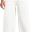 Straight Leg Jeans for Women,High Waisted Wide Leg Loose Stretchy Boyfriend Denim Pants Baggy Jeans for Women (Large, White)