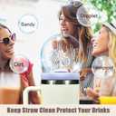 4 x Flower Straw Covers Toppers for Stanley Cups 30&40 Oz Tumbler with Handle Accessories 4PCS Silicone Straw Caps Reusable Straws Protectors for Stanley Cup 10mm 0.4in Straws (Off-White)