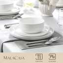 MALACASA Plates and Bowls Sets, 24 Pieces Modern Porcelain Dinnerware Set for 8, Ceramic Dishware Dishes White Kitchen Dinner Dining Ware Set, Microwave and Dishwasher Safe, Series LUNA