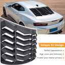 Rear+Side Window Louvers for Chevrolet Chevy Camaro 2010 2011 2012 2013 2014 2015 Windshield Sun Shade Cover Vent GT Lambo Style Custom Fit All Weather ABS (Matte Black)
