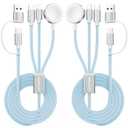 2Pack Travel Essentials,3 in 2 USB C Cable for Apple Watch Charger,iPhone Charger,Multi Charging Cable,Cruise Vacation Camping,Portable for iWatch Series 11-2/Ultra/SE & iPhone 17-12,Car,Blue (4FT)